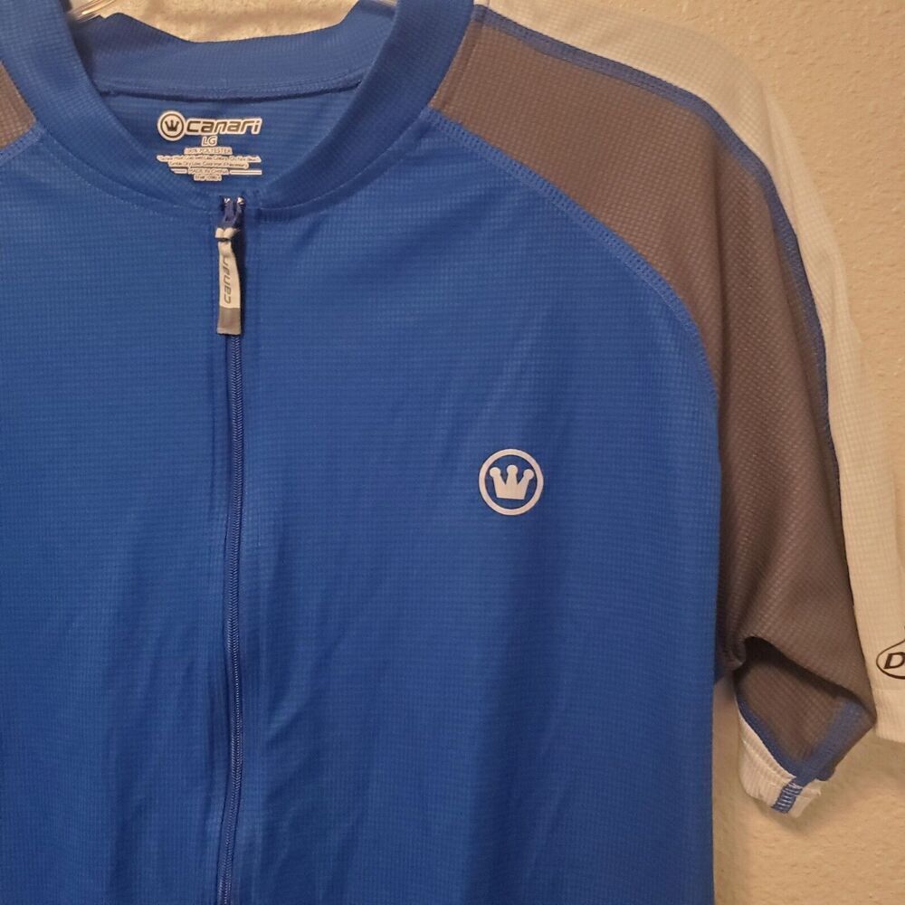 Canari Cycling Jersey Men's Size L Blue Short Sleeve 3 Back Pockets 1/2 Zip - Picture 2 of 12